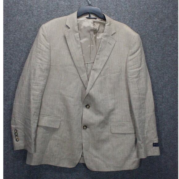 Brooks Brothers Blazer Mens 46R Tan Linen Regent Fit 346 Two Button Sport Coat - Picture 1 of 8